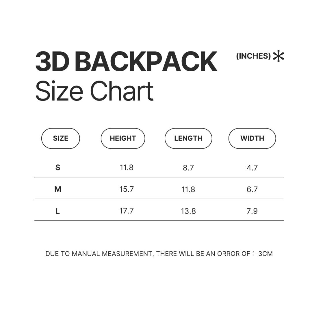 3D Backpack Size Chart - Blackpink Mall