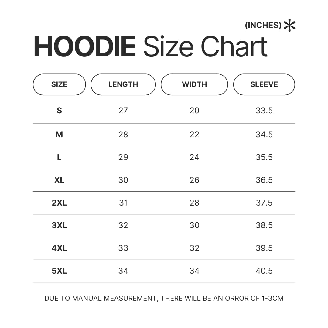 Hoodie Size Chart - Blackpink Mall