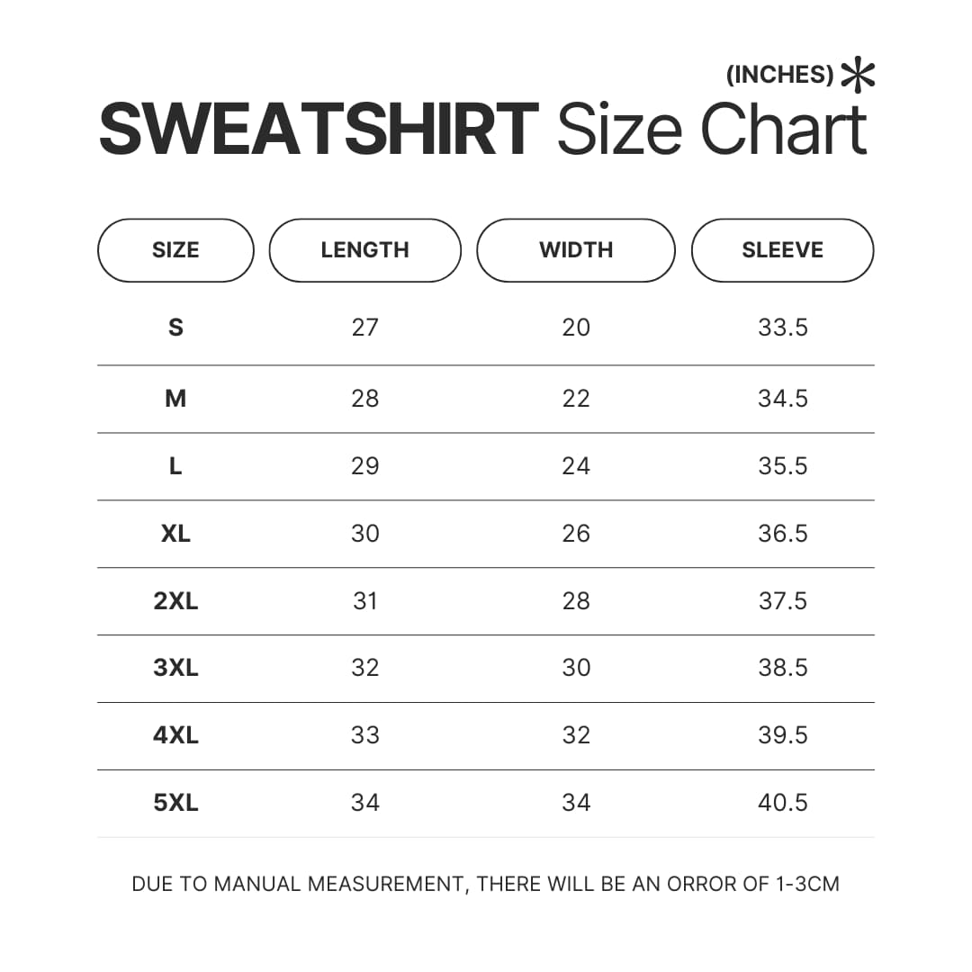 Sweatshirt Size Chart - Blackpink Mall