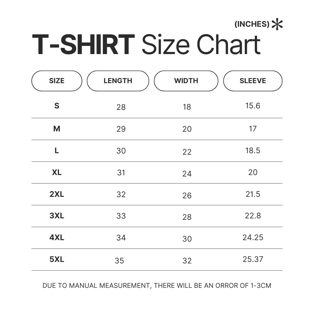 T shirt Size Chart - Blackpink Mall
