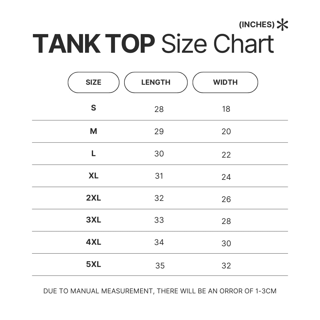 Tank Top Size Chart - Blackpink Mall