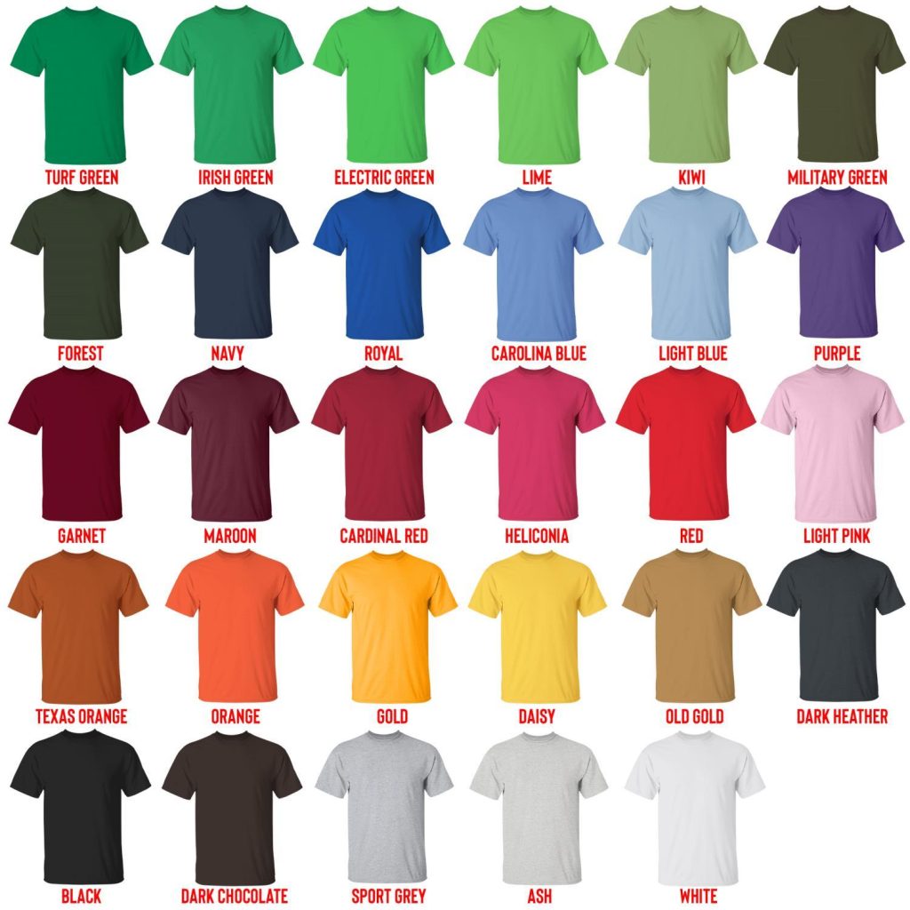 t shirt color chart - Blackpink Mall